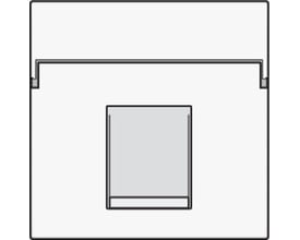 Diagram over Niko afdækning til dataudtag med låge og tekstfelt til 1x RJ45, hvid.