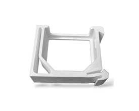 LightSolutions DIN rail adapter til Shelly Gen 2 enheder, hvid 3D-printet holder på hvid baggrund.