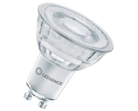 Ledvance LED PAR16 GLOWdim lyskilde med GU10 sokkel, 4,5W, 36° spredningsvinkel og en klar glasoverflade med synlige LED dioder.