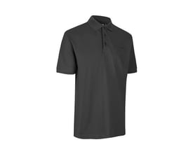 ID Identity Pro Wear poloshirt i koksgrå farve med brystlomme, vist i størrelse 4XL på hvid baggrund.