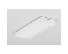Topmet Aluprofil WIDE24 G/W, fuldt monteret hvidlakeret LED skinne til påbygning på en lys baggrund.