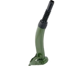 Grøn hældetud til Jerry Can med en 20 cm metaldel og en 12 cm gummibelagt ende, egnet til 10/20 liters dunke.