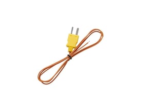 Fluke 80PK-1 termoføler med 1m orange ledning og gul mini-stik samlet, vist på hvid baggrund.