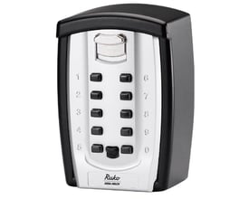 Assa Abloy Keybox KS3 nøgleboks med sølvfarvet front, sorte sider og numeriske trykknapper.
