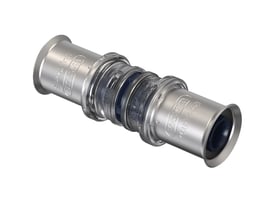 Wavin Tigris K5 preskobling i PPSU plast og rustfri stål, 40 mm dimension med synlige presmærker og klar plastdetalje.