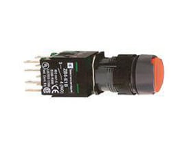 Schneider Electric XB6AA42B trykknap med rød, rund, planforsænket aktuator og IP65 beskyttelse.