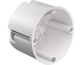 Kaiser Euro dåse 9064-78, Ø68mm, D62mm, hvid, halogenfri, med kabelindgange og monteringsskruer, til paneltykkelse 7-40mm.