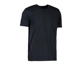 ID Identity økologisk T-shirt i navy blå, størrelse L, med rund hals og korte ærmer, fremstillet af 100% økologisk bomuld.