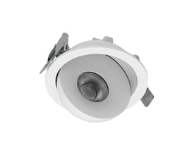 Hvid, rund V-TAC COB LED-downlight på 18 W med indvendig vippefunktion og central Cree-lyskilde.