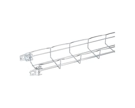 Detaljeret vinkel af Legrand Cablofil gitterbakke FCFA 54/100-E med el-forzinket finish og FASCLIC AUTO samlesystem.