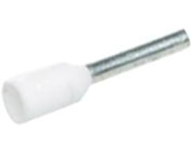 Elpress isoleret terminalrør, hvid, til 0,50 mm² ledning med 8 mm kontaktflade og 13,5 mm total længde.
