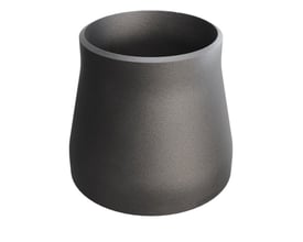 Koncentrisk reduktion i P235GH stål med dimensioner 114,3/3,6 x 88,9/3,2 mm, fremstillet efter DIN 2616/EN 10253-2.