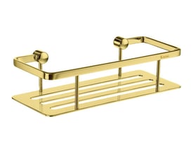 Smedbo Sideline brusekurv i poleret messing med mål på 250x103x60 mm, fremstillet af massiv messing.