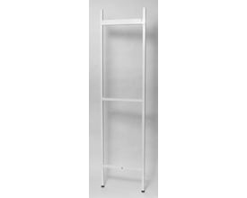 Detaljeret billede af Metro Therm Stativ H, der viser den hvide metalramme og dens konstruktion til vægmontering.