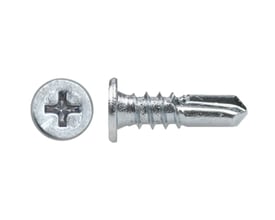 EJOT profilskrue på 4,8 x 16 mm med krydskærv og spids, vist fra oven og fra siden.