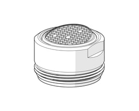 Teknisk tegning af Oras Electra luftblander med M24x1-gevind, HC PCA og kromfinish.