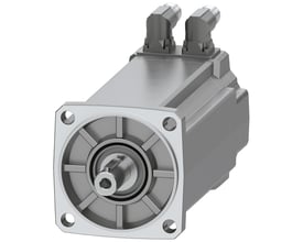 Siemens SIMOTICS S-1FK2 HD servomotor med M0=8 Nm, viser aksel og tilslutningsstik, på hvid baggrund.