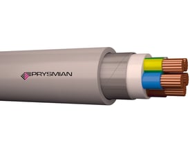 Prysmian 5G16 mm² halogenfrit armeret installationskabel med grå yderkappe og synlige kobberledere.