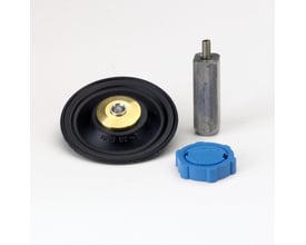 Danfoss EV220B reservedelssæt med sort FKM membran, messingcenter og grå metalspindel.