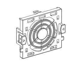 Schneider Electric ventilator til frekvensomformere ATV61/71, 0,75-2,2kW, vist som en teknisk tegning med fokus på monteringsdetaljer.