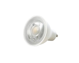 Scan Products LED CCT GU10 spot, 4.8W, vist fra siden, med hvid sokkel og justerbar lysfarve.