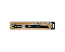Ironside BIM-bajonetsavklinge med 5 TPI ligger vandret i transparent emballage med klingen synlig.