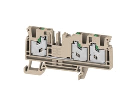 Detaljevisning af Weidmüller S3C 4 gennemgangsklemme, der viser snap-in mekanisme og interne forbindelser.