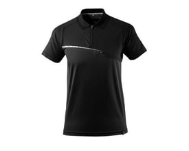 Sort Mascot poloshirt i størrelse S med lynlås i halsen og reflekterende detaljer over brystlommen.