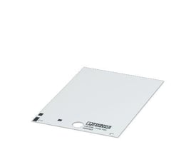 Phoenix Contact US-EML etiket i hvid, med mål på 104x140mm, logo og produktinformation trykt på.