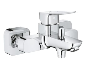 Grohe etgrebsarmatur i krom, vist på hvid baggrund med fokus på den polerede overflade og praktiske håndtag.