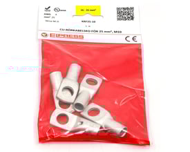 Elpress Rørkabelsko CU KRF25-10-CP i en pose med 5 stk. på hvid baggrund, mærket med specifikationer.