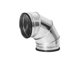 Lindab BFU 630 90° ventilationsbøjning fremstillet af 4 segmenter galvaniseret stål, isoleret med tætningsring.
