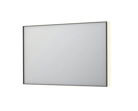 Sanibell INK SP32 rektangulært LED spejl, 120x80 cm, med en diskret matsort ramme og varmt baggrundslys.