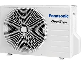 Panasonic luft/luft varmepumpe udedel model CU-VZ12SKE med 9,2 kW effekt og inverter teknologi, vist med frontventilator og logo på hvid baggrund.