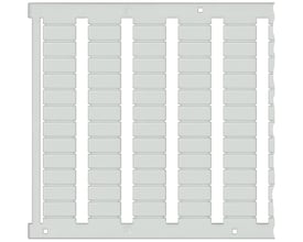 Siemens mærkeplade til front, 6,2 mm bredde, hvid, med snap-on montering på hvid baggrund.