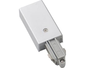 SLV 1-faset påbygningstilslutning i mat-hvid plast med jordleder til venstre på isoleret hvid baggrund.