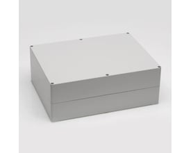 Bernstein CT-892 ABS kasse, set lidt fra siden, viser tydeligt samlingen mellem låg og bund i lysegrå plast.