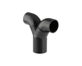 Geberit buksegrenrør PEH 56x50 mm til afløbsinstallationer. Fremstillet i sort PEH-plast med tydelig markering af dimensioner og Geberit logo.