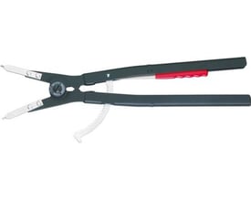 Gedore låseringstang med lige kæber til udvendige ringe, 252-400 mm, med rød dyppet greb og justeringsmekanisme.