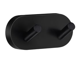 Smedbo Home dobbelt håndklædekrog i mat sort messing, 90 mm bred med skjult montering.