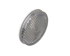 Carlo Gavazzi prismereflektor Ø42 x 6 mm til påklæbning med facetteret refleksflade, set skråt forfra.