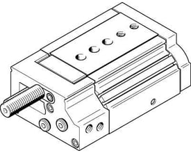 Festo minislæde DGSL-25-20-P1A med kugleføring og 20 mm slaglængde, vist som teknisk tegning.