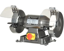 Scantool Slibex 150 bænkslibemaskine med 150mm slibeskiver, 500W motor og gennemsigtige sikkerhedsskærme.