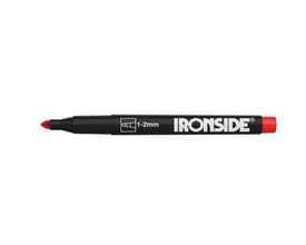 Ironside permanent marker set tættere på med rød rund spids, rød endekappe og synlig 1–2 mm-markering.