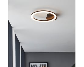EGLO Parrapos-Z sort loftlampe med en cirkulær lysring og centreret base monteret i et moderne rum.