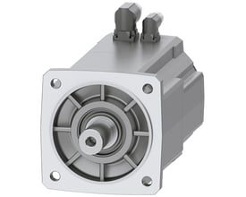 Siemens SIMOTICS S-1FK2 HI servomotor med 18 Nm moment og 2,5 kW effekt, vist med cylindrisk aksel og monteringsflange.
