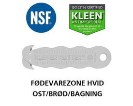 Klever NSF hvid sikkerhedsskærer med skjult klinge og KLEEN antimikrobiel behandling, certificeret til fødevarezone.