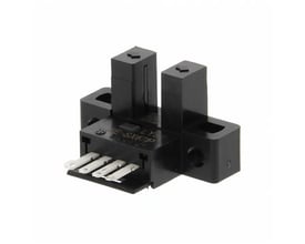 Omron EE-SX671P fotomikrosensor i sort plast med PNP-udgang og stik, L-formet slottype design.
