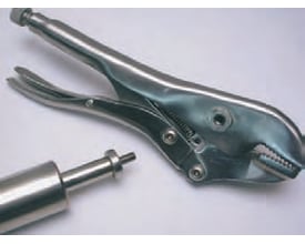Rustfri holdetang, 125 mm, med buede kæber fra STERITOOL Critical serien, fremstillet i rustfrit stål.