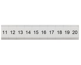 Siemens flad mærkeplade med numrene 11 til 20, hvid med sort tekst på en lys baggrund.